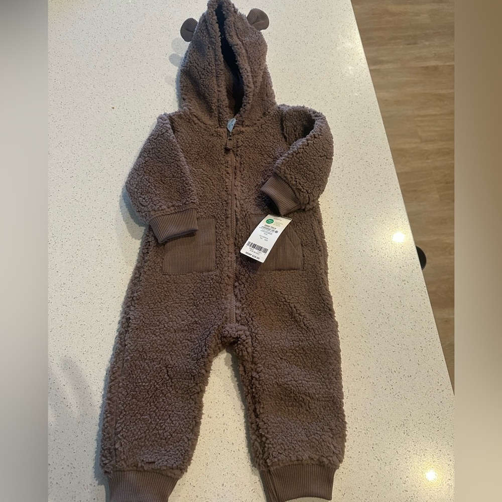 Carter's Brown Fuzzy Bear One Piece with Hood 🐻 9 months